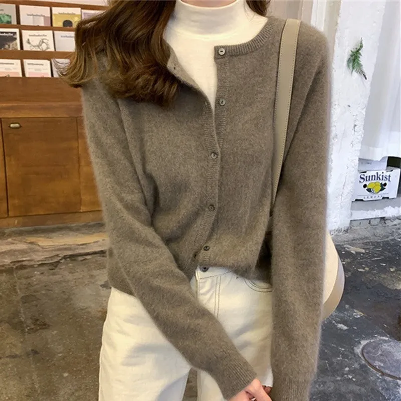 Wenkouban guys in skirts 2024 Wool Cardigan Women's Sweater Coat Cashmere Sweater Loose Solid Color