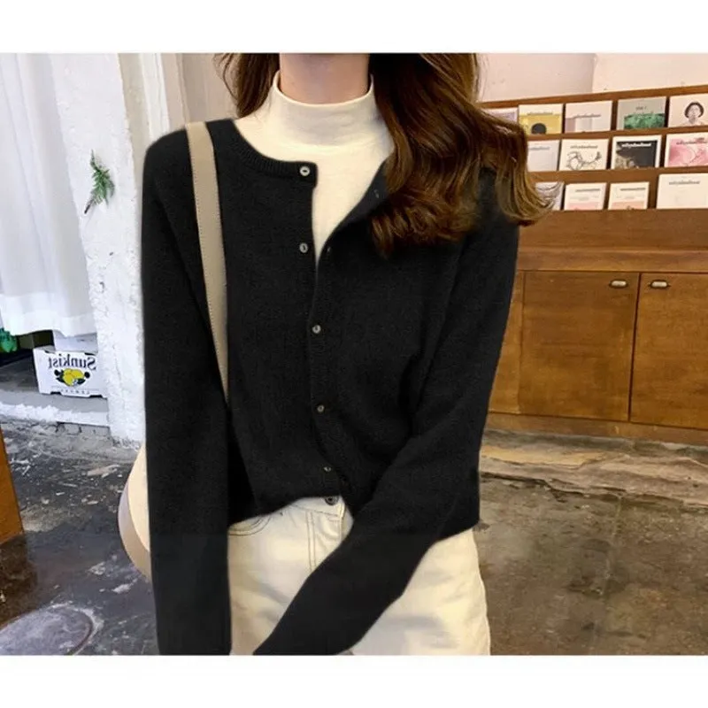 Wenkouban guys in skirts 2024 Wool Cardigan Women's Sweater Coat Cashmere Sweater Loose Solid Color