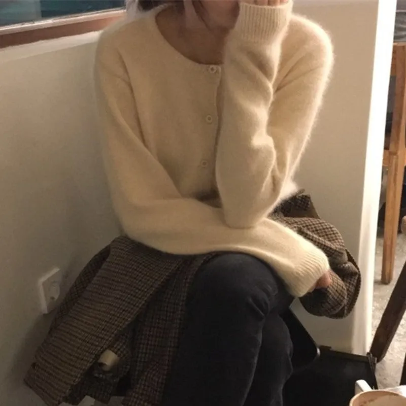 Wenkouban guys in skirts 2024 Wool Cardigan Women's Sweater Coat Cashmere Sweater Loose Solid Color