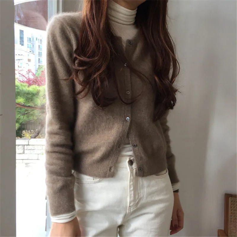 Wenkouban guys in skirts 2024 Wool Cardigan Women's Sweater Coat Cashmere Sweater Loose Solid Color