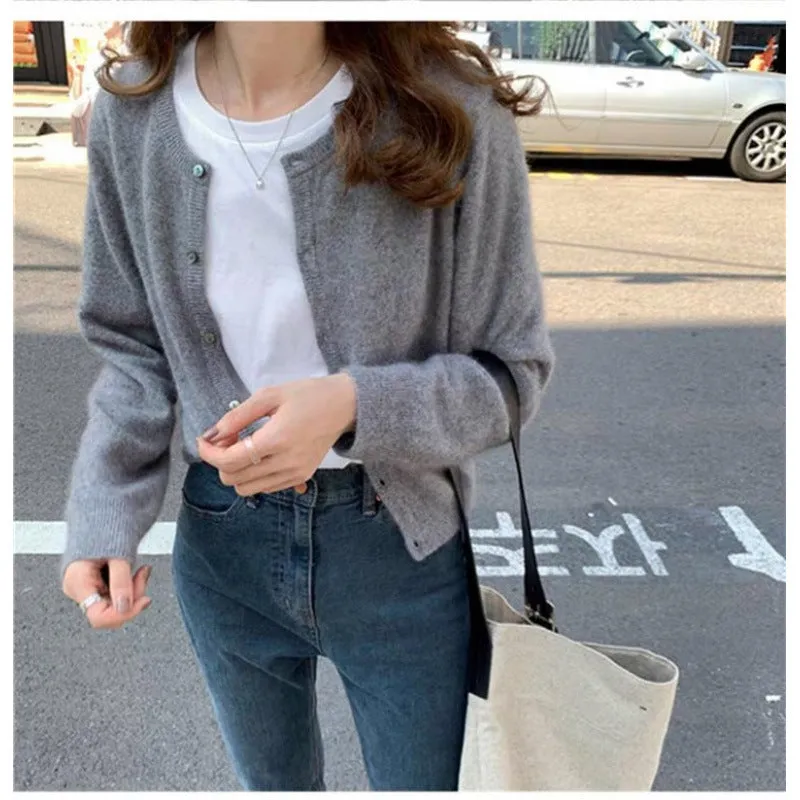 Wenkouban guys in skirts 2024 Wool Cardigan Women's Sweater Coat Cashmere Sweater Loose Solid Color