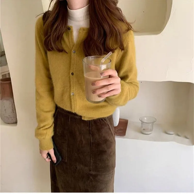 Wenkouban guys in skirts 2024 Wool Cardigan Women's Sweater Coat Cashmere Sweater Loose Solid Color