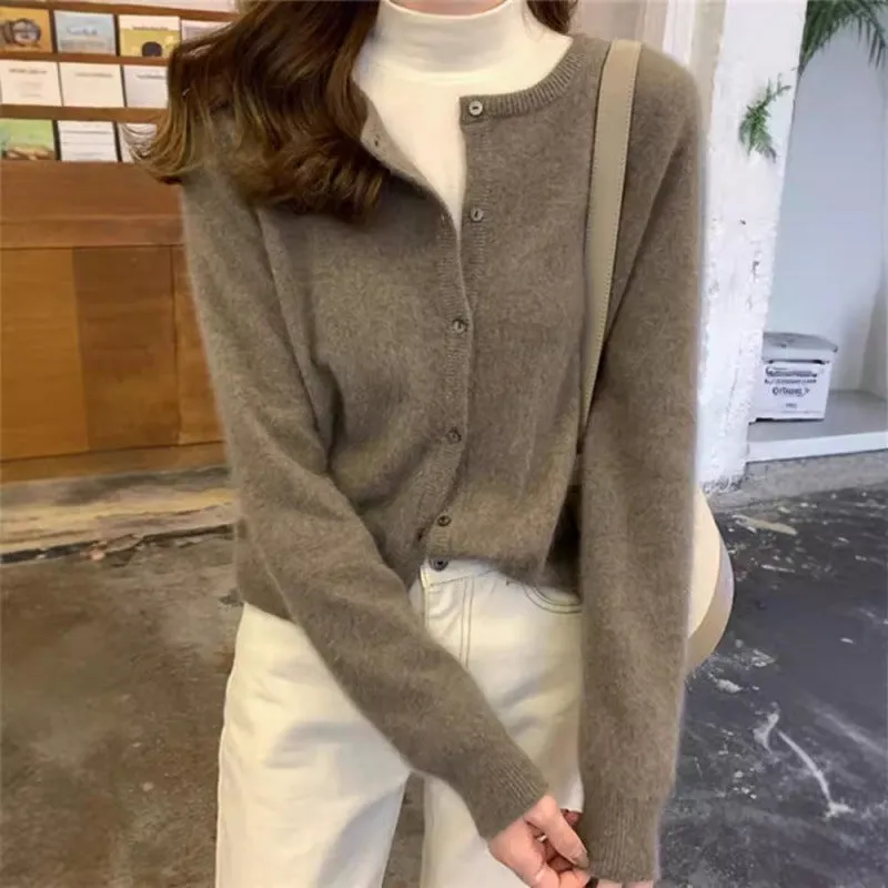 Wenkouban guys in skirts 2024 Wool Cardigan Women's Sweater Coat Cashmere Sweater Loose Solid Color