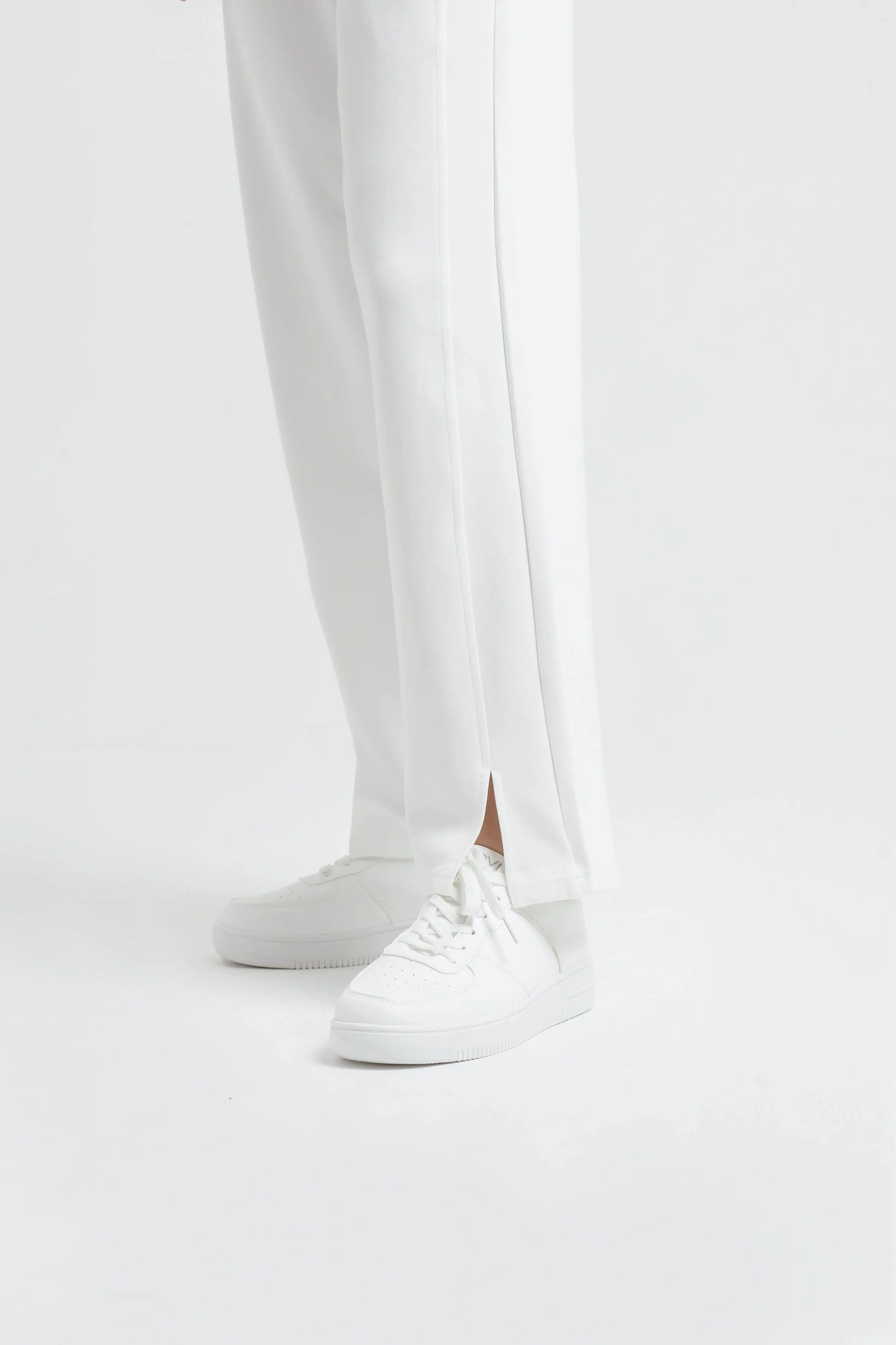 White Bamboo Lyocell Slit Pants