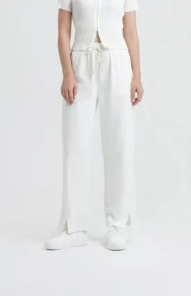 White Bamboo Lyocell Slit Pants