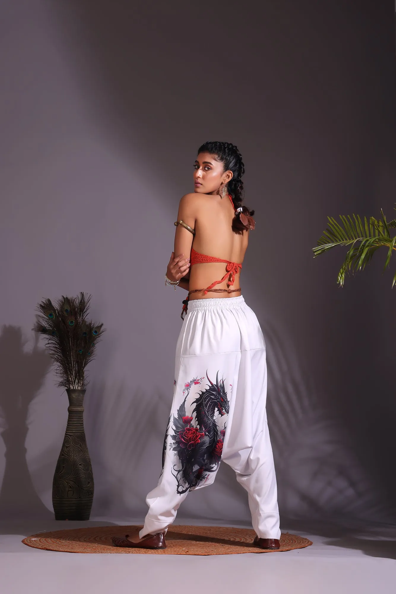 White Dragon Unisex Harem Pant