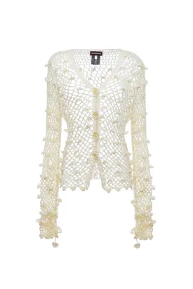 White Handmade Crochet Shirt