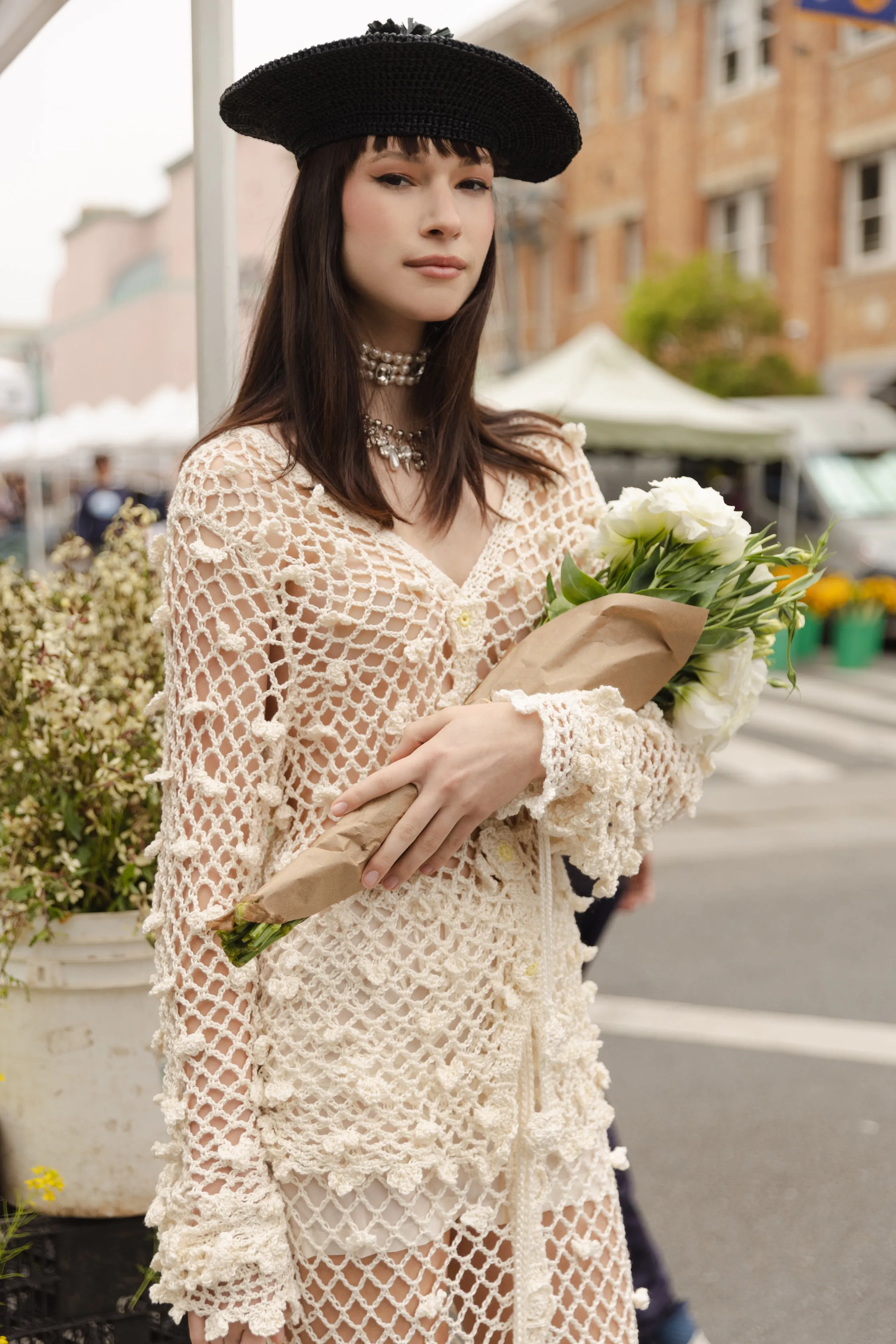 White Handmade Crochet Shirt