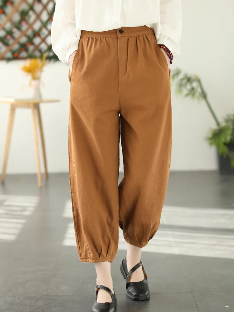 Women Fashion Casual Elastic Waist Loose Long Harem Bottom Trousers