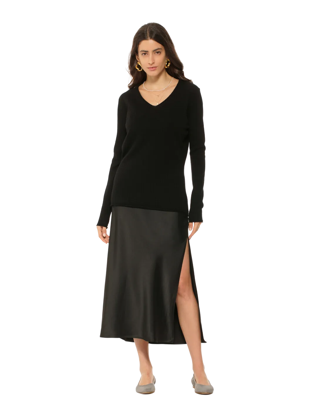 Women's Ultra-Light Cashmere V-Neck Sweater Black